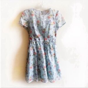 Gabby Skye dress blue organza striped floral